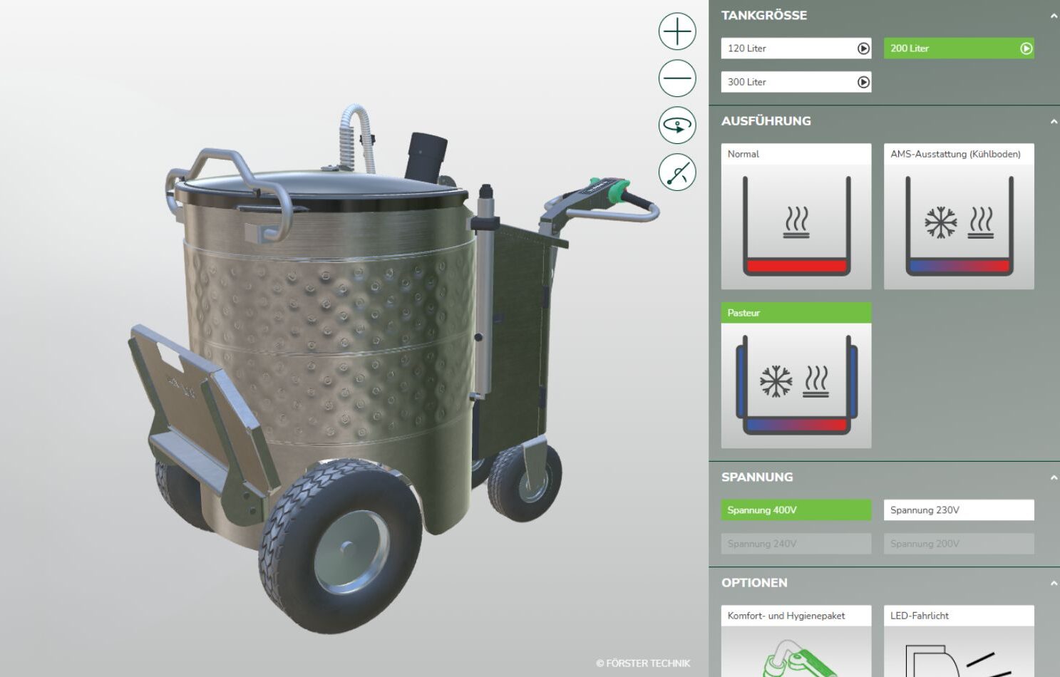 Entdecken Sie den 3D-Konfigurator für MilchMobile: Gestalten Sie Ihr individuelles MilchMobil nach Ihren Anforderungen.